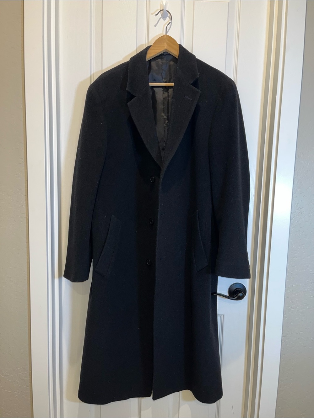 Ralph Lauren Lambswool & Cashmere Black Single-Breasted Trench Coat